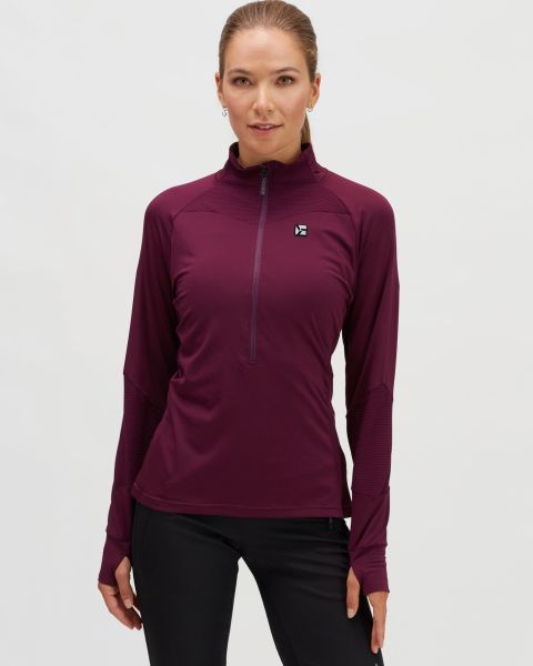 Bluza damska do narciarstwa biegowego, z półgolfem Silvini Lattera WJ1903, kolor burgund