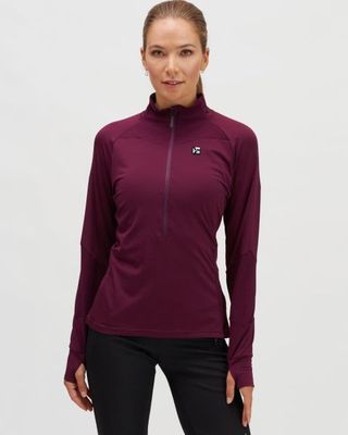 Bluza damska do narciarstwa biegowego, z półgolfem Silvini Lattera WJ1903, kolor burgund
