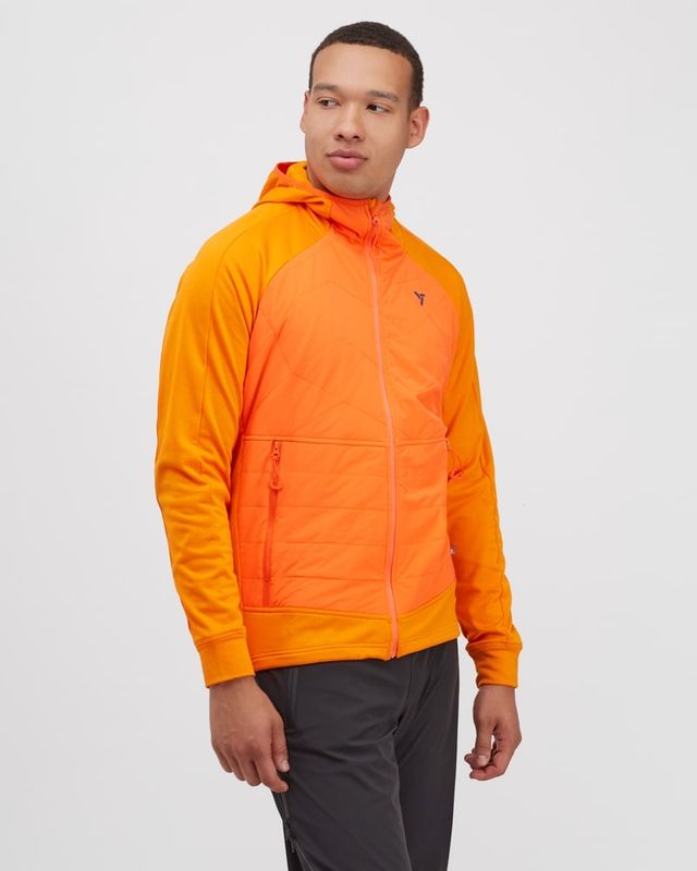 Męska bluza sportowa z kapturem, polarowa, przód nieprzewiewne panele Silvini Dirilo MJ1310 pomarańczowa