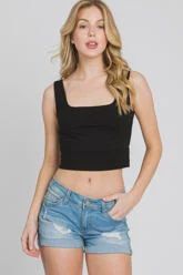 Square Neck Fitted Crop Tank