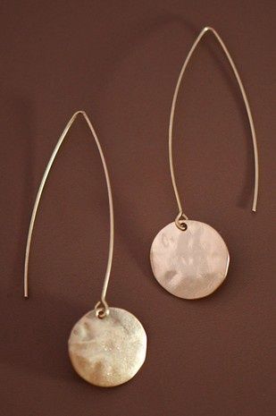 Round Gold Disc Threader Earrings