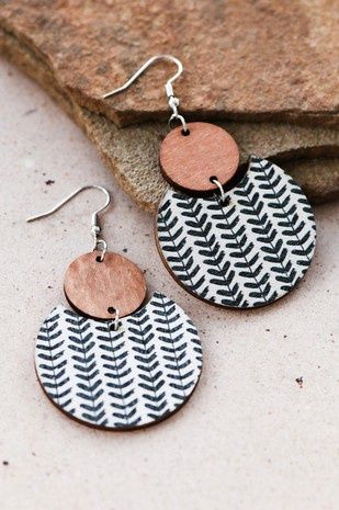 Boho Printed Cork Wooden Earrings