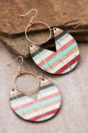 Striped Painted Wood Earrings
