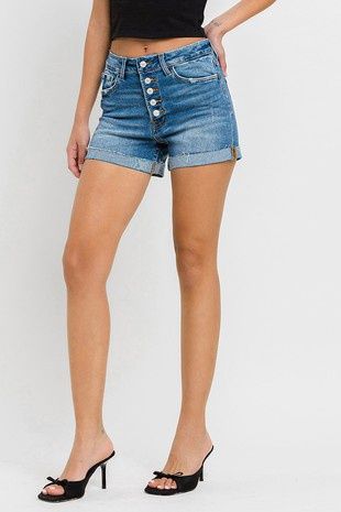 Super High Rise Button Up Mom Shorts