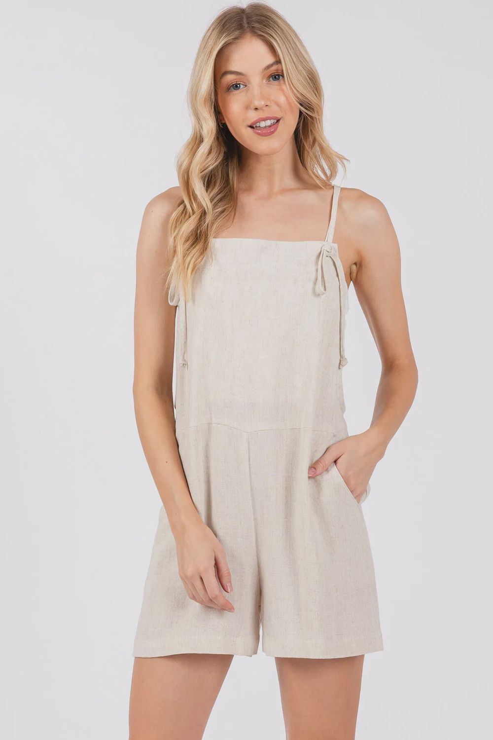 Eyelet Tie Cami Romper