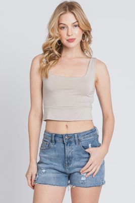 Square Neck Fitted Crop Tank