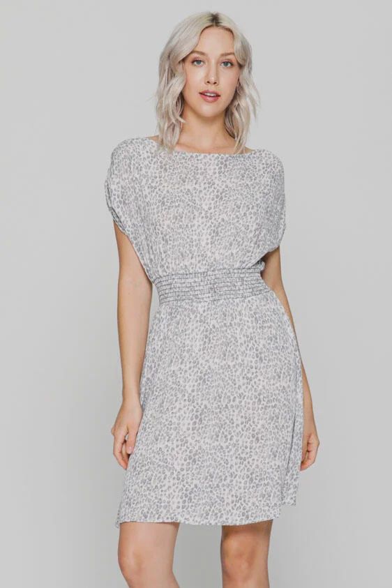 Animal Print Waist Smocking Mini Dress