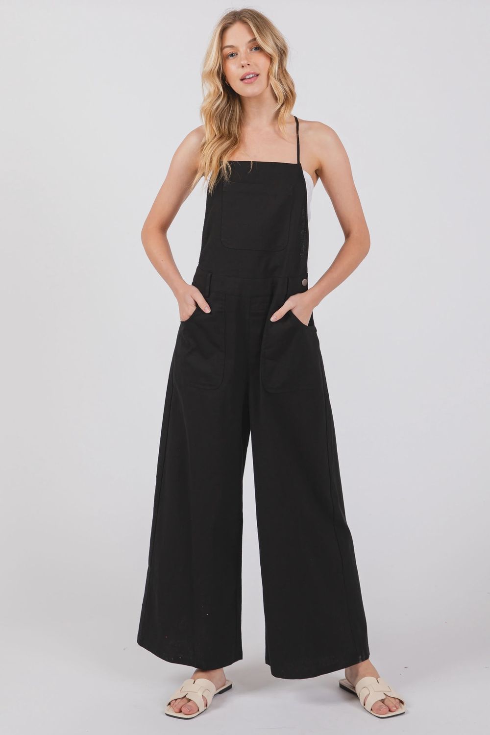 Cross Back Strap Wide Leg Overall