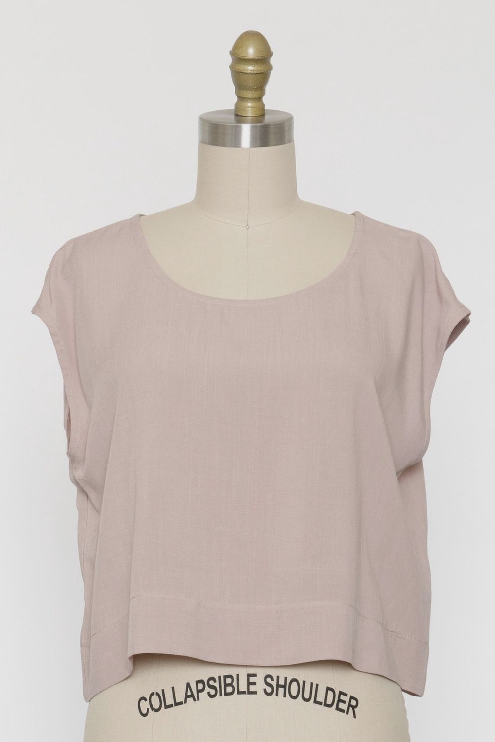 Woven Round Neck Boxy Top