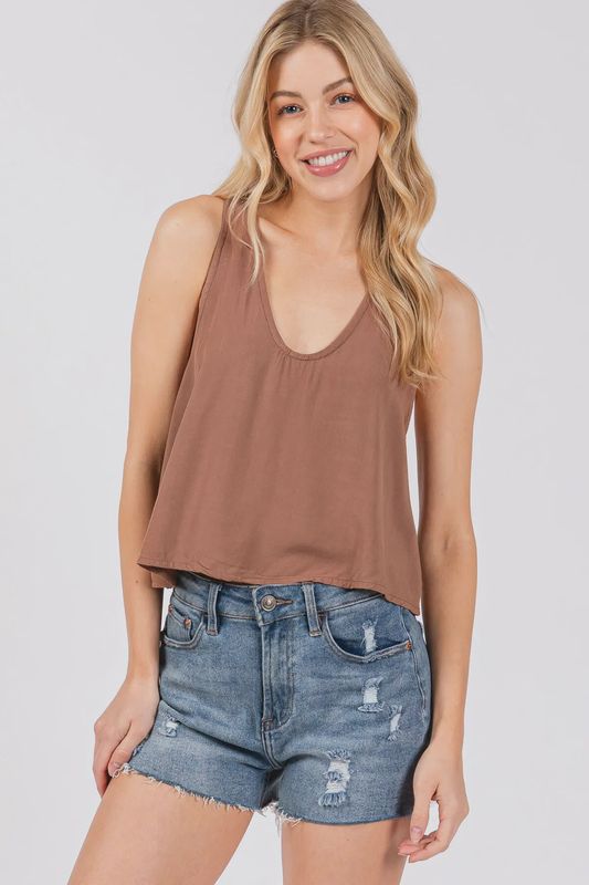 V Neck Racer Back Sleeveless Crop