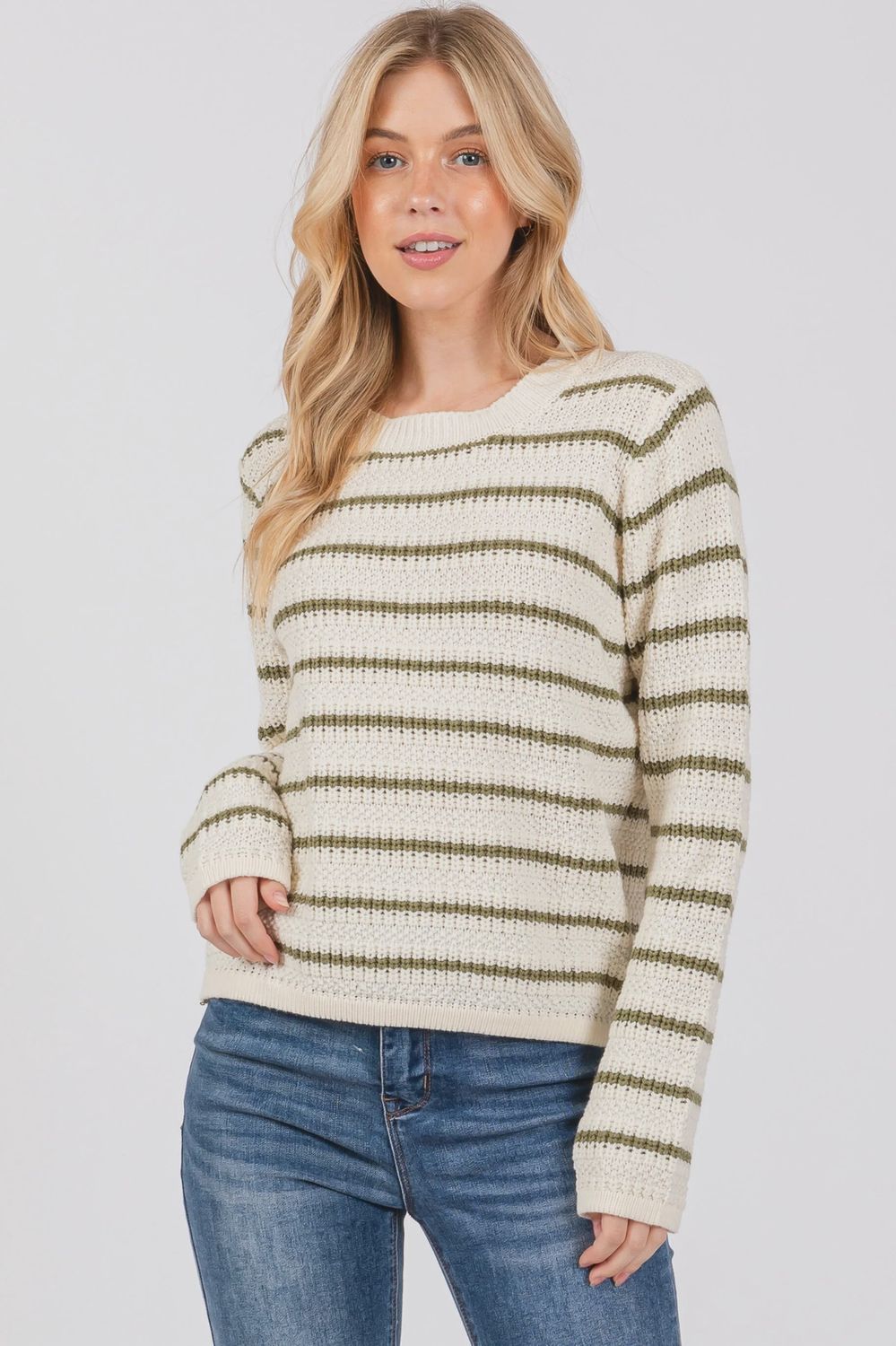Round Neck Striped Sweater