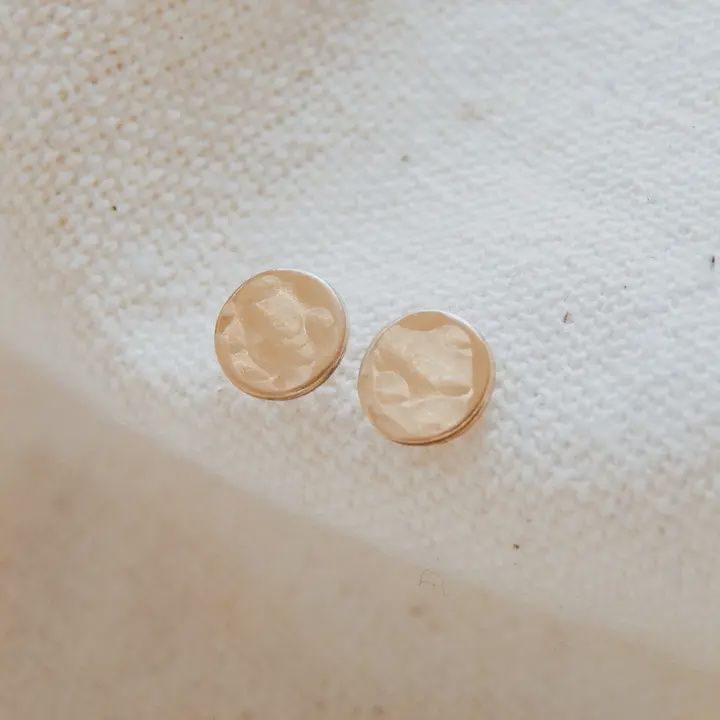 Gold Circle Stud Earrings