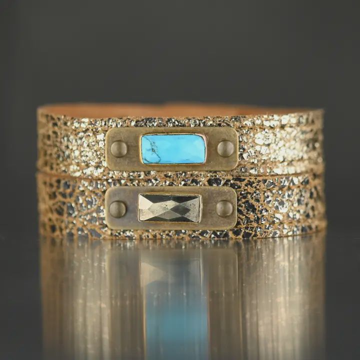Turquoise Howlite Leather Bracelet