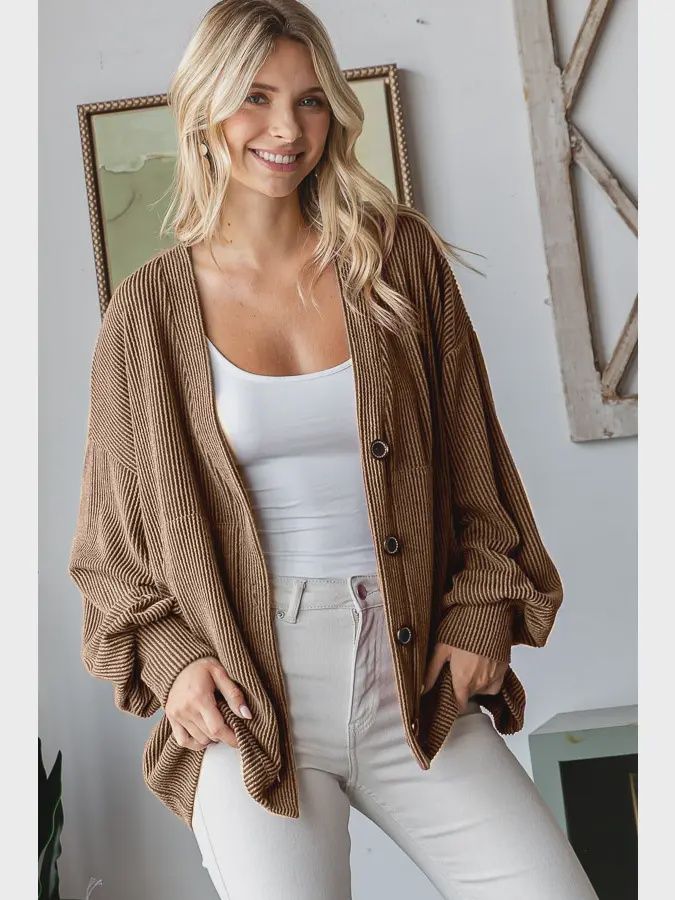 Chestnut Solid Knit Cardigan