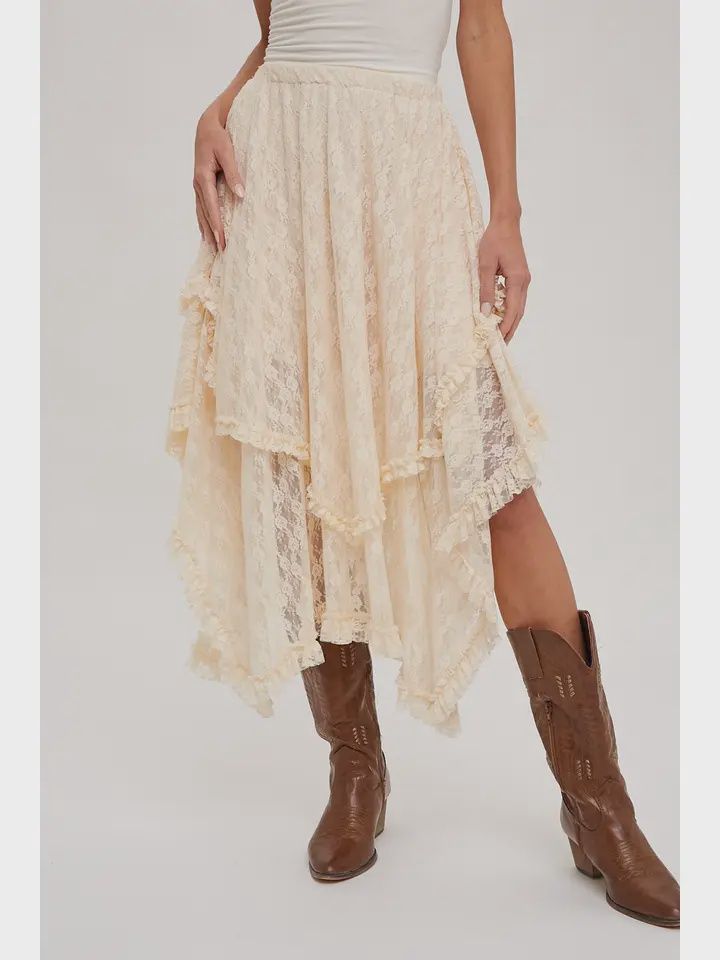 Lace Tier Midi Skirt