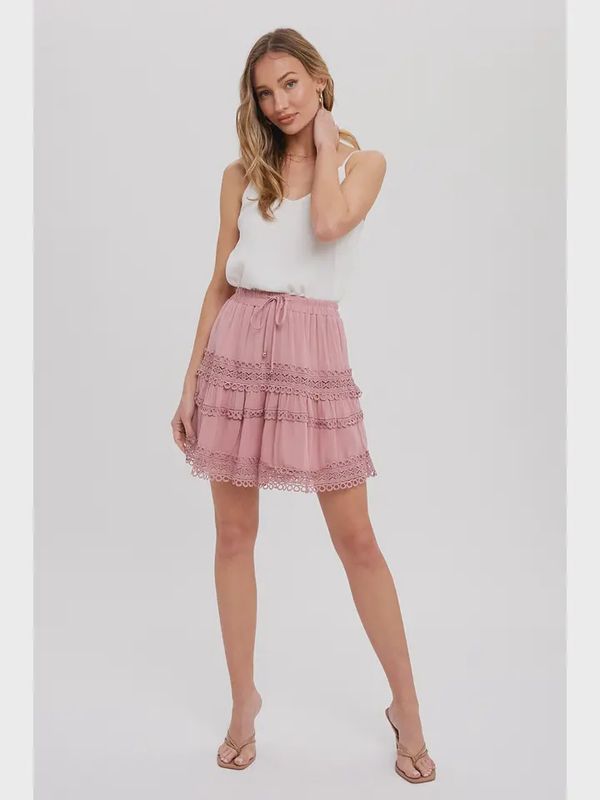 Lace Trim Mini Skirt