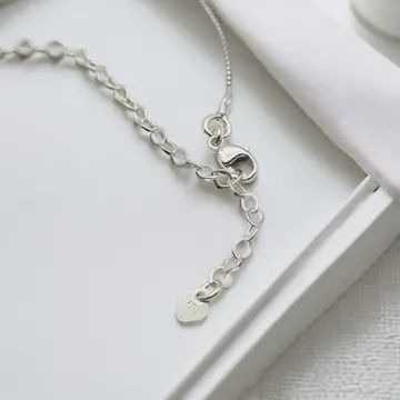 Adjustable Sterling Silver Necklace w/ Ribbon Pendant