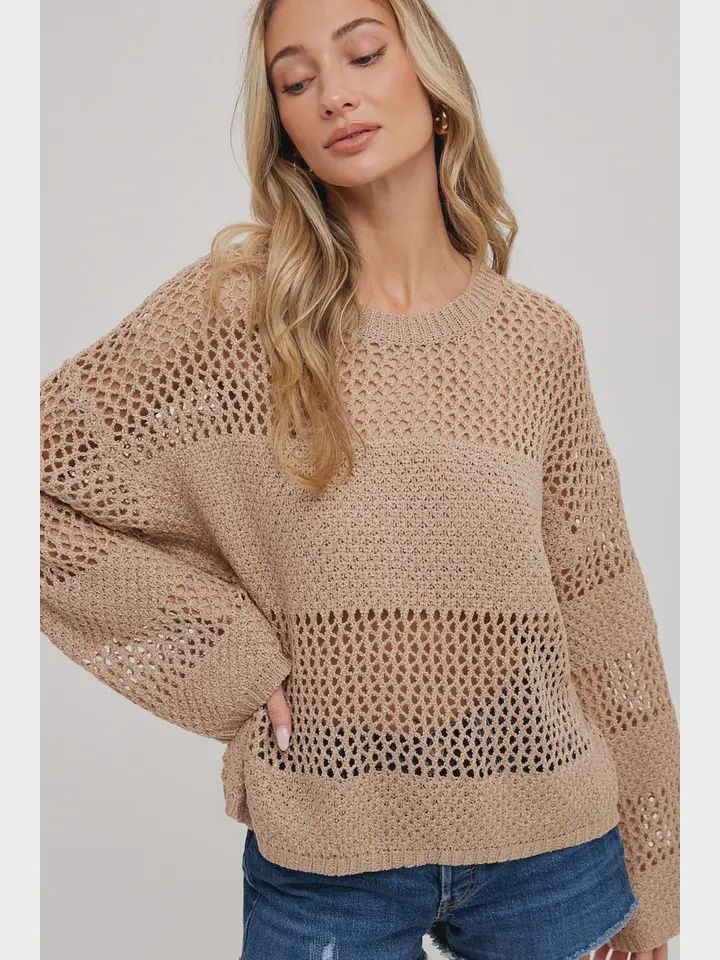Open Knit Pullover Sweater