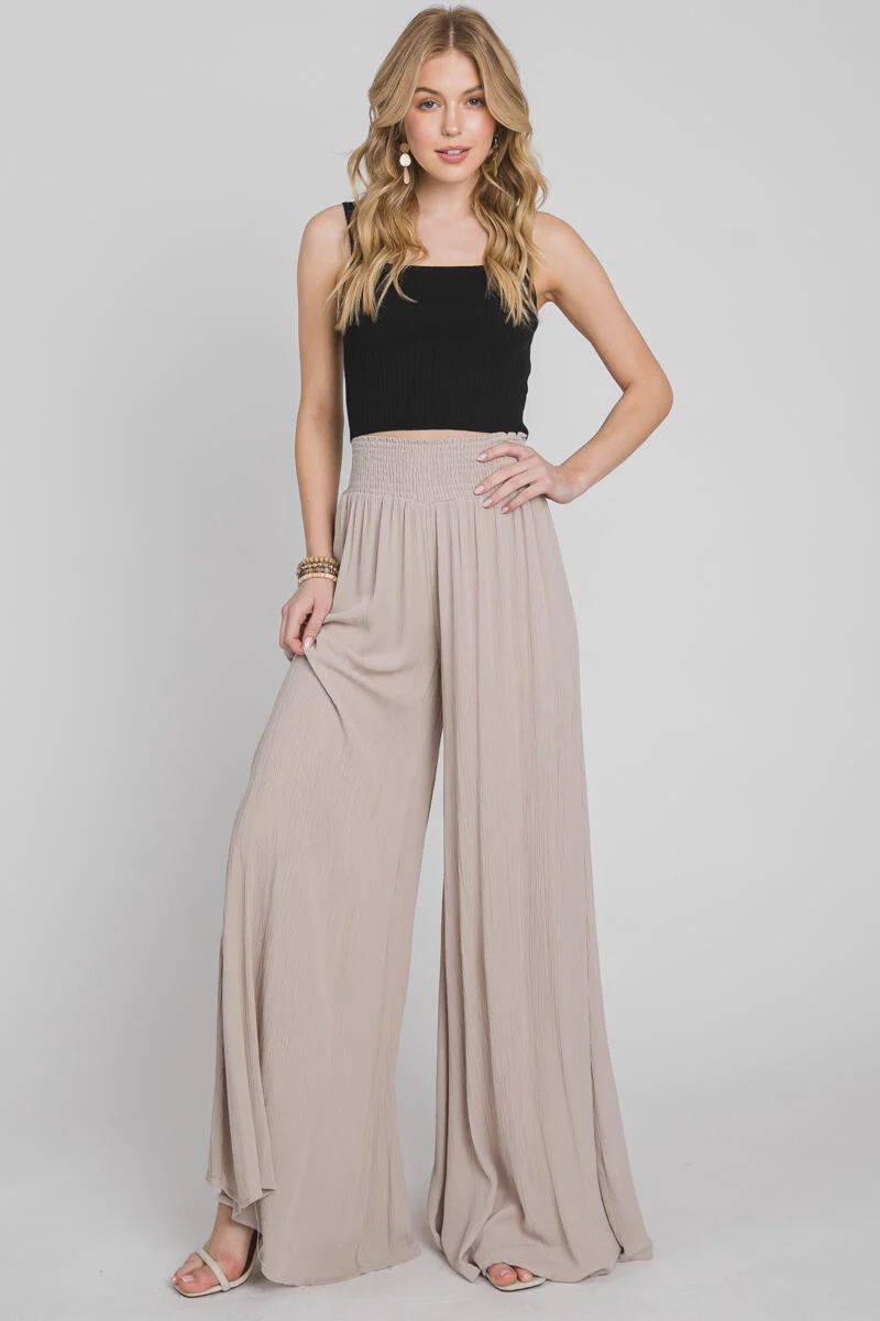 Crinkle Wide Leg Trouser