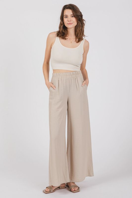 Rayon Wide Leg Pants