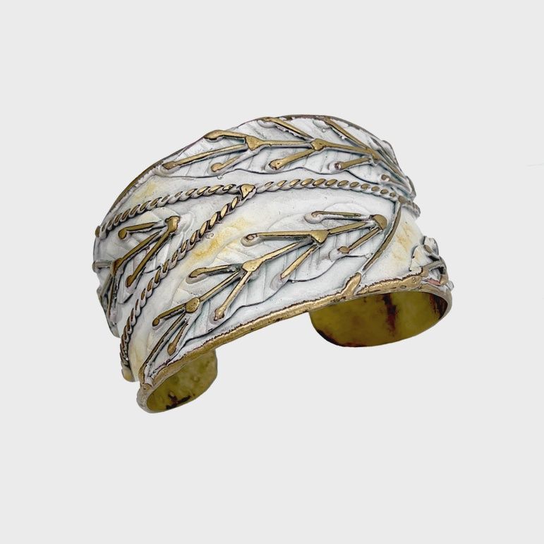 Brass Patina Cuff Bracelets, Colour: White