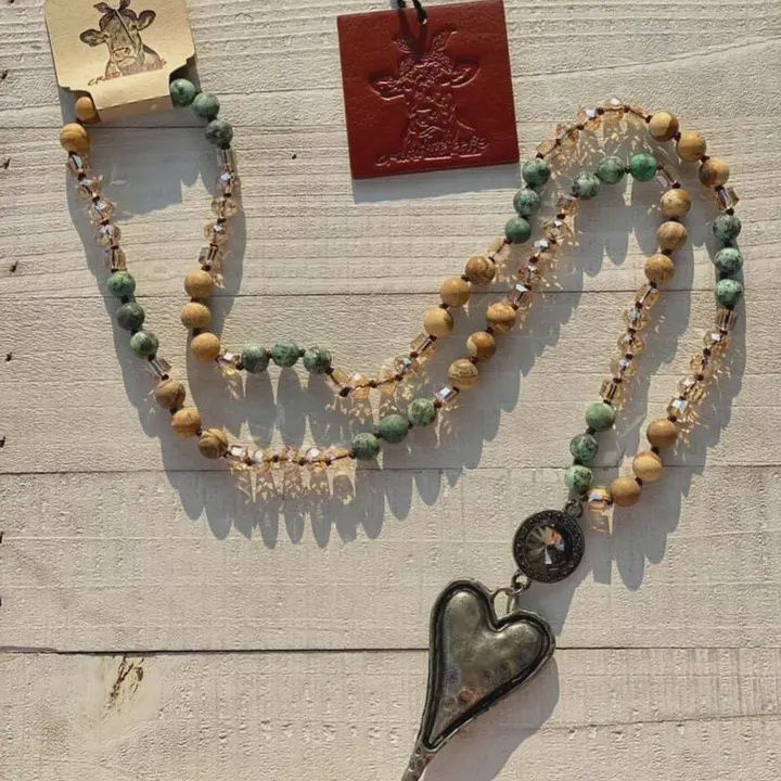 African Turquoise Heart Necklace