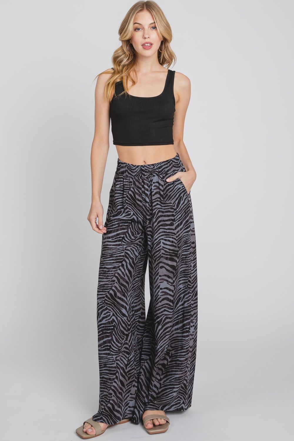 Zebra Mid-Waist Crosshatch Pants, Size: Small