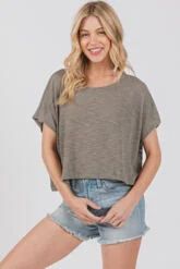 Every Day Ease Knit Tee, Size: Small, Colour: Pale Olive