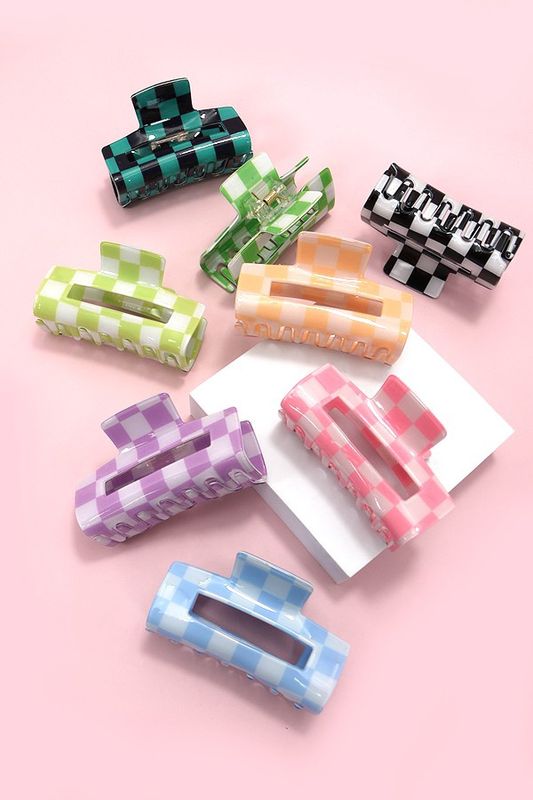 Small Checker Hair Claw Clips