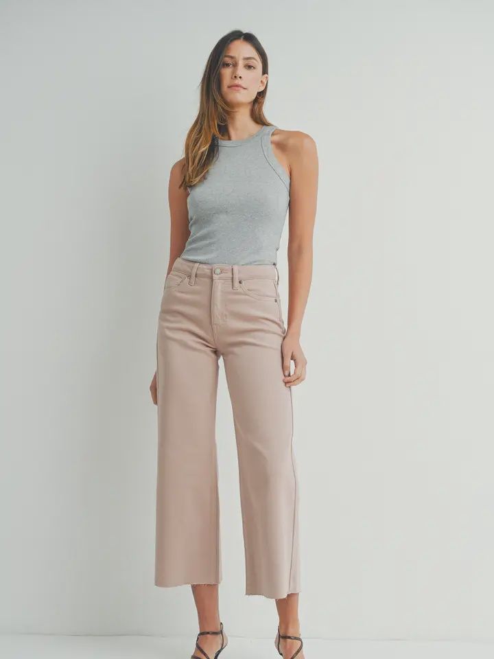 JBD Natural Cropped Slim Wide Leg, Size: 25