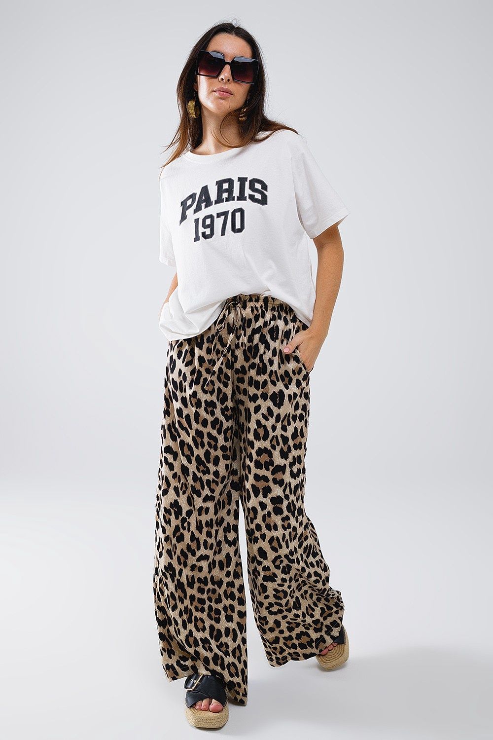Leopard Drawstring Pants w/ Pockets, Size: Small