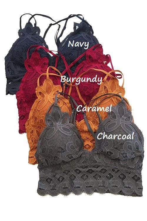 Crochet Lace Bralette, Colour: Burgandy, Size: Small