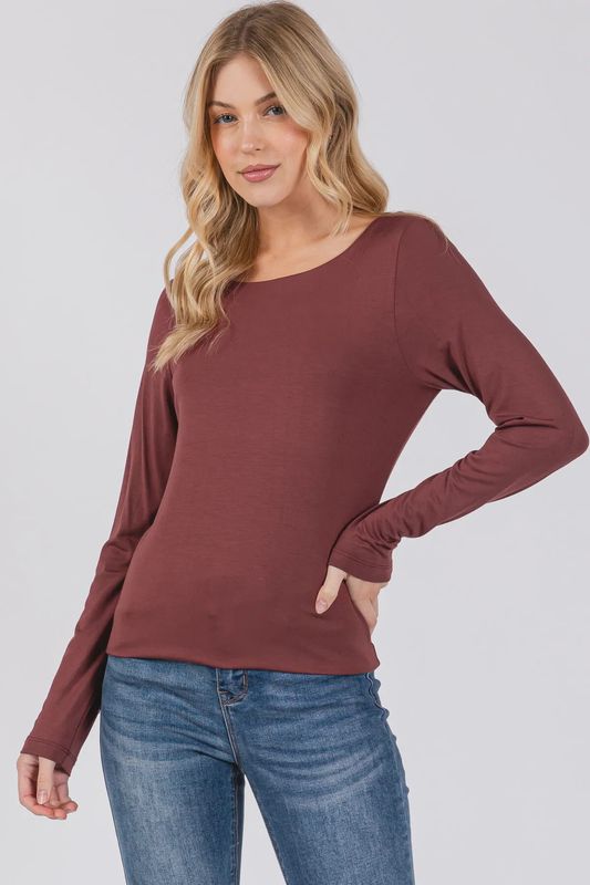 Double Lined Round Neck Long Sleeve