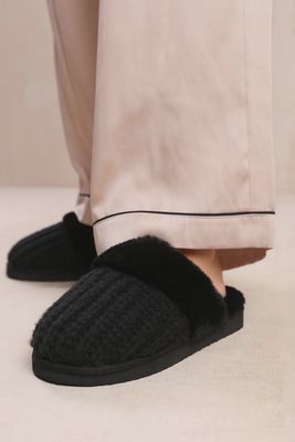 Knitted Faux Fur Slippers