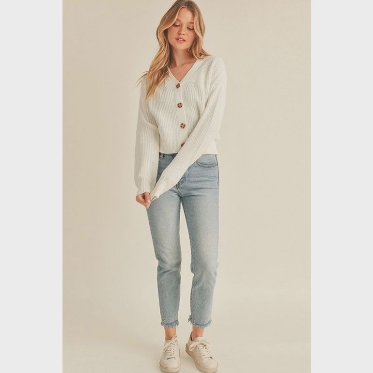 Button Front Long Sleeve Crop CardiganS
