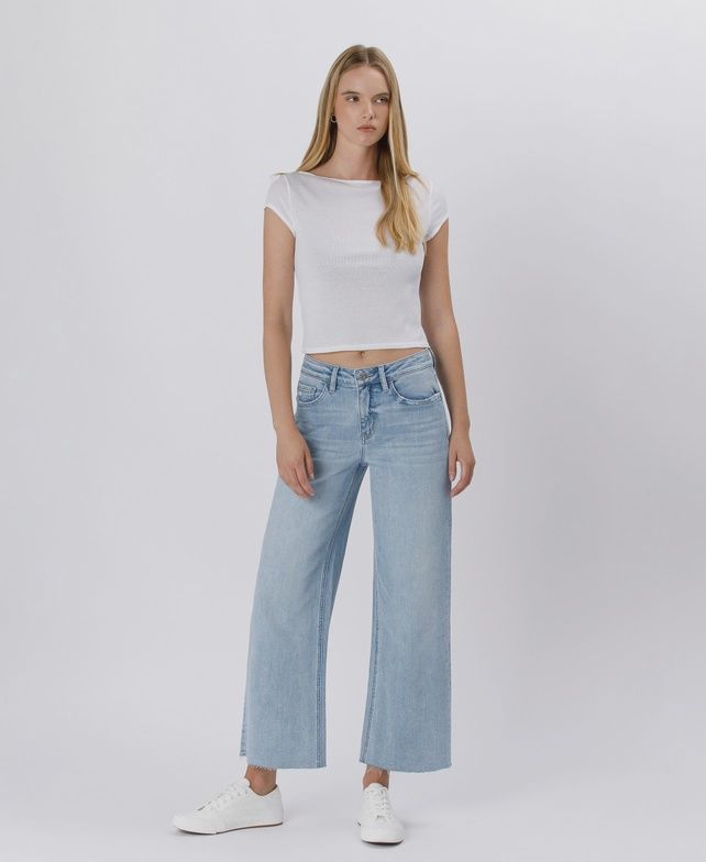 Vervet Light Wash High Rise Crop w/ Raw Hem, Size: 24