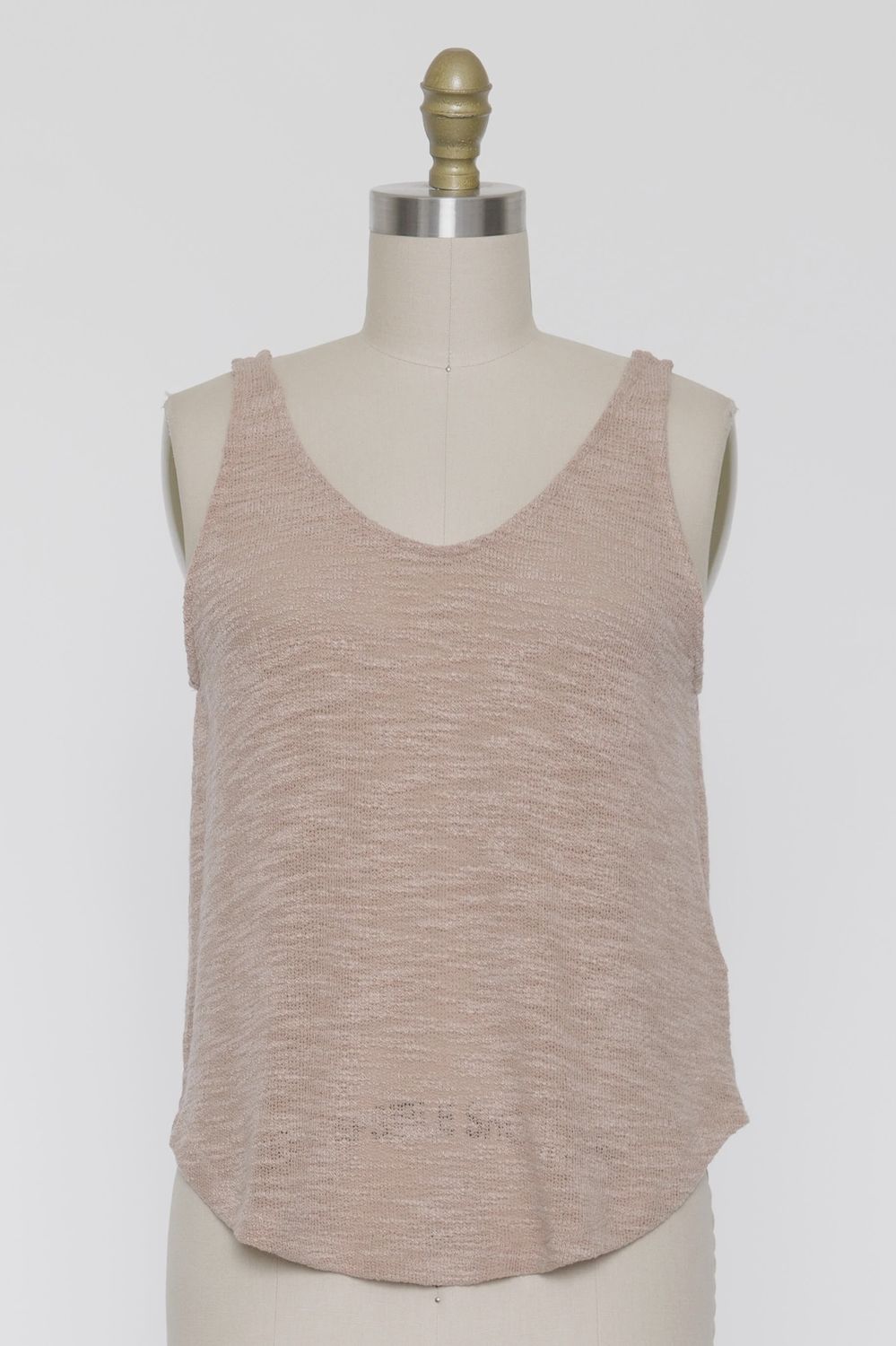 Knitted Sleeveless Tank, Colour: Biscotti, Size: Small