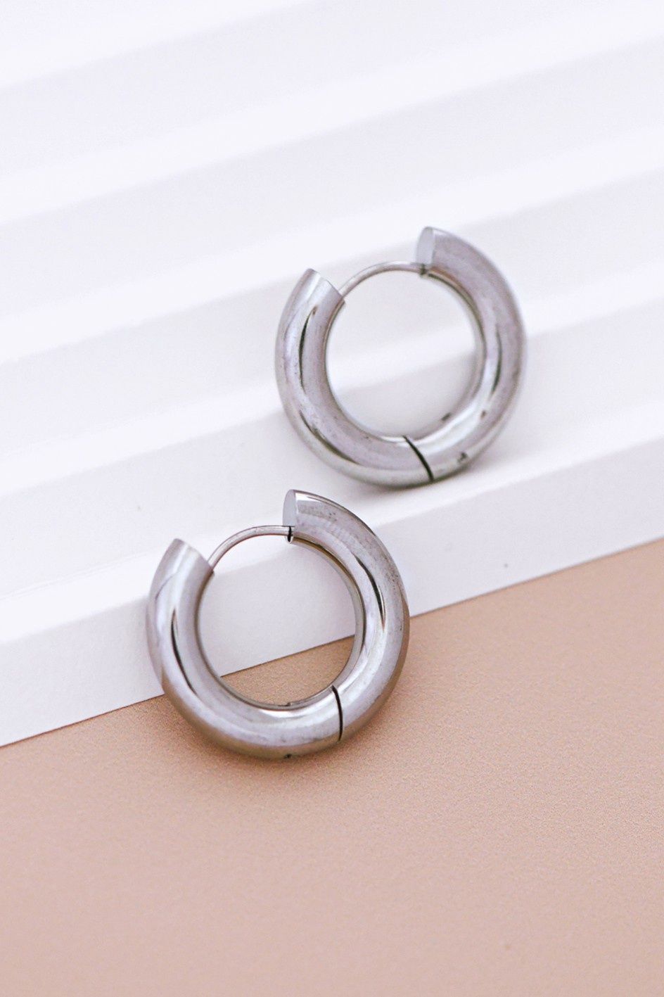 Silver Chunky Hoop Earrings