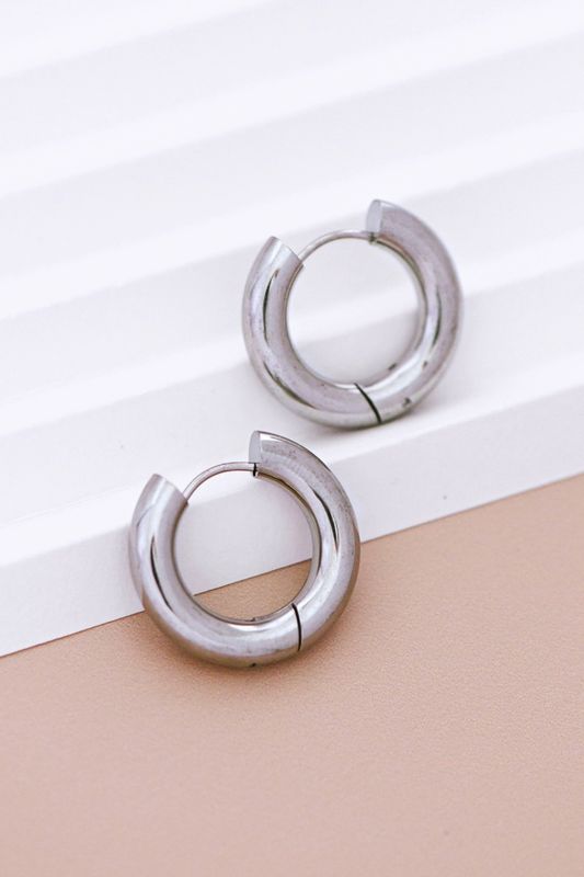 Silver Chunky Hoop Earrings