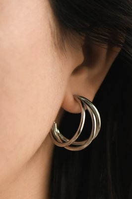Silver Triple Hoop Earrings