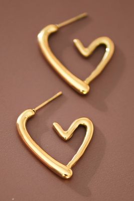 18K Gold Plated Heart Hoops