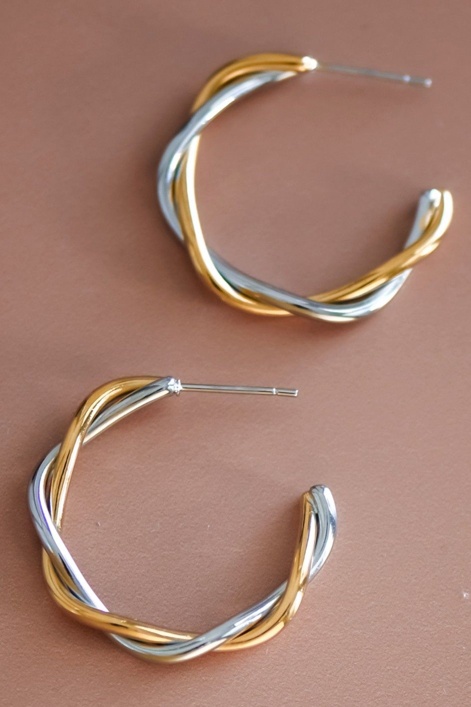 Two Tone Twist Hoops
