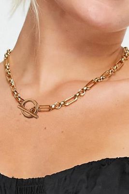 18k Gold Paperclip Toggle Necklace