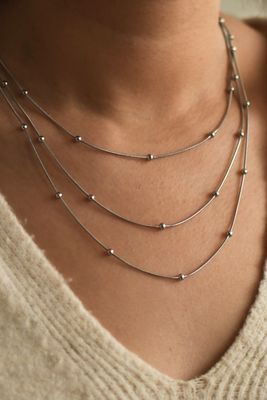 Silver Layered Ball Chain Necklace