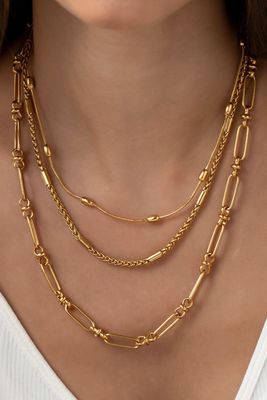 Gold Triple Chain Chunky Necklace