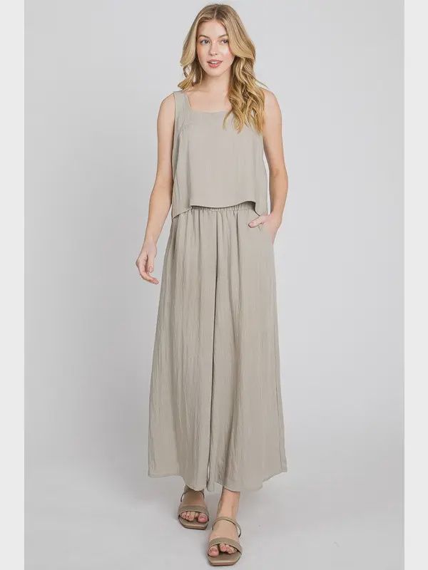 Woven Wide Leg Pants, Colour: Pale Olive, Size: Small