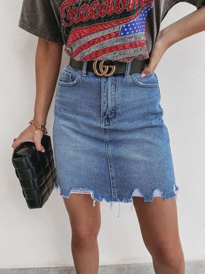 High Waist Slim Fit Denim Skirt