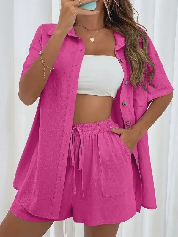 Summer Top &amp; Short Set, Colour: Rose, Size: Small