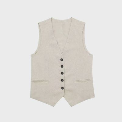 V Neck Button-Up Vest