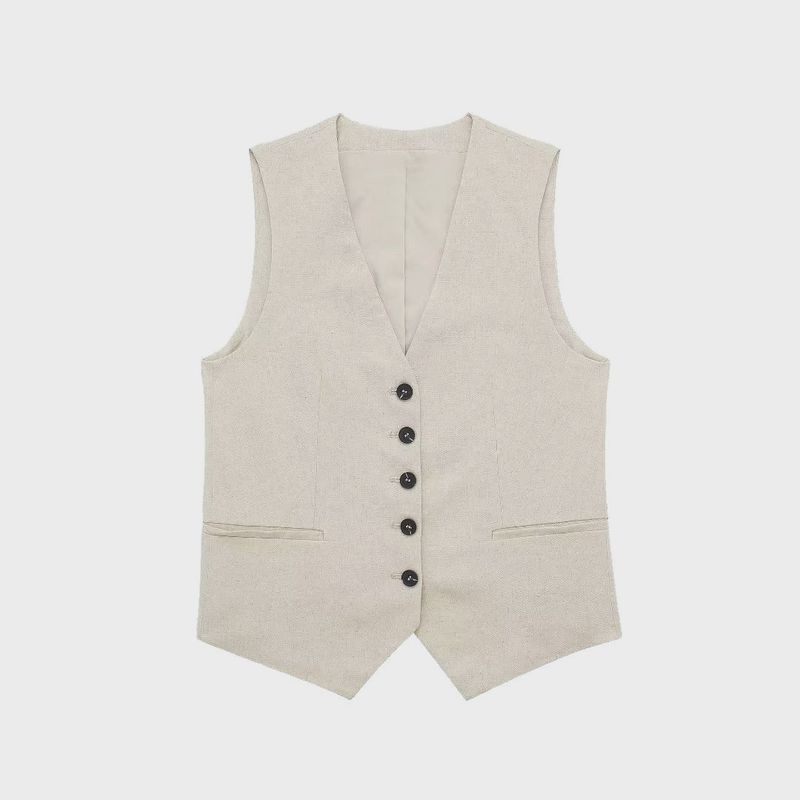 V Neck Button-Up Vest